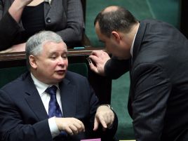 Szef PiS Jarosław Kaczyński i poseł PiS Przemysław Gosiewski  (fot.  PAP/Radek Pietruszka)