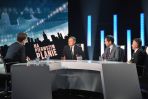 W rozmowie w studio kpt. Wrona miał wsparcie szefa PLL LOT oraz kolegów pilotów (fot. I. Sobieszczuk/TVP)