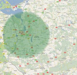 Mapa zasięgu