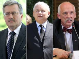 Kandydaci na prezydenta: Bronisław Komorowski, Jarosław Kaczyński i Janusz Korwin-Mikke (PAP)