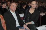 Piotr Adamczyk na pokazie przedpremierowym z aktorką Anną Czartoryską (fot. I. Sobieszczuk/ TVP)
