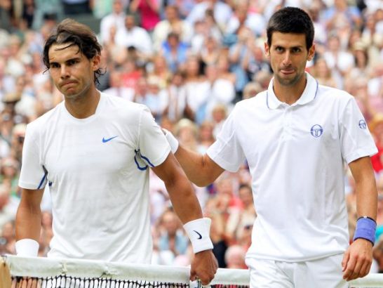 Serb Novak Djoković i Hiszpan Rafael Nadal (fot. PAP)