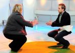 Łukasz Nowicki na macie z mistrzynią świata w sumo  (fot.Agencja Forum)