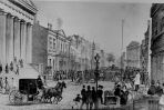 Widok na Wall Street, przy której powstała nowojorska giełda,  na pocztówce z lat '60 XIX wieku (fot.archives.gov)
