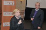Reżyser „Głębokiej wody” Magdalena Łazarkiewicz i gospodarz wieczoru Michał Olszański (fot. Jan Bogacz/TVP)