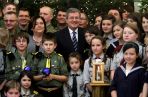 Podczas przekazanie Betlejemskiego Światła Pokoju w Pałacu Prezydenckim było bardzo gwarno (fot. PAP/Bartłomiej Zborowski)