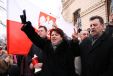 Milicja zatrzymała dwóch działaczy Związku Polaków na Białorusi. Na zdjęciu Andżelika Borys i Andrzej Poczobut (z lewej) fot/PAP