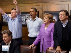 Cameron, Merkel, Obama i wspólne oglądanie... finału Ligi Mistrzów